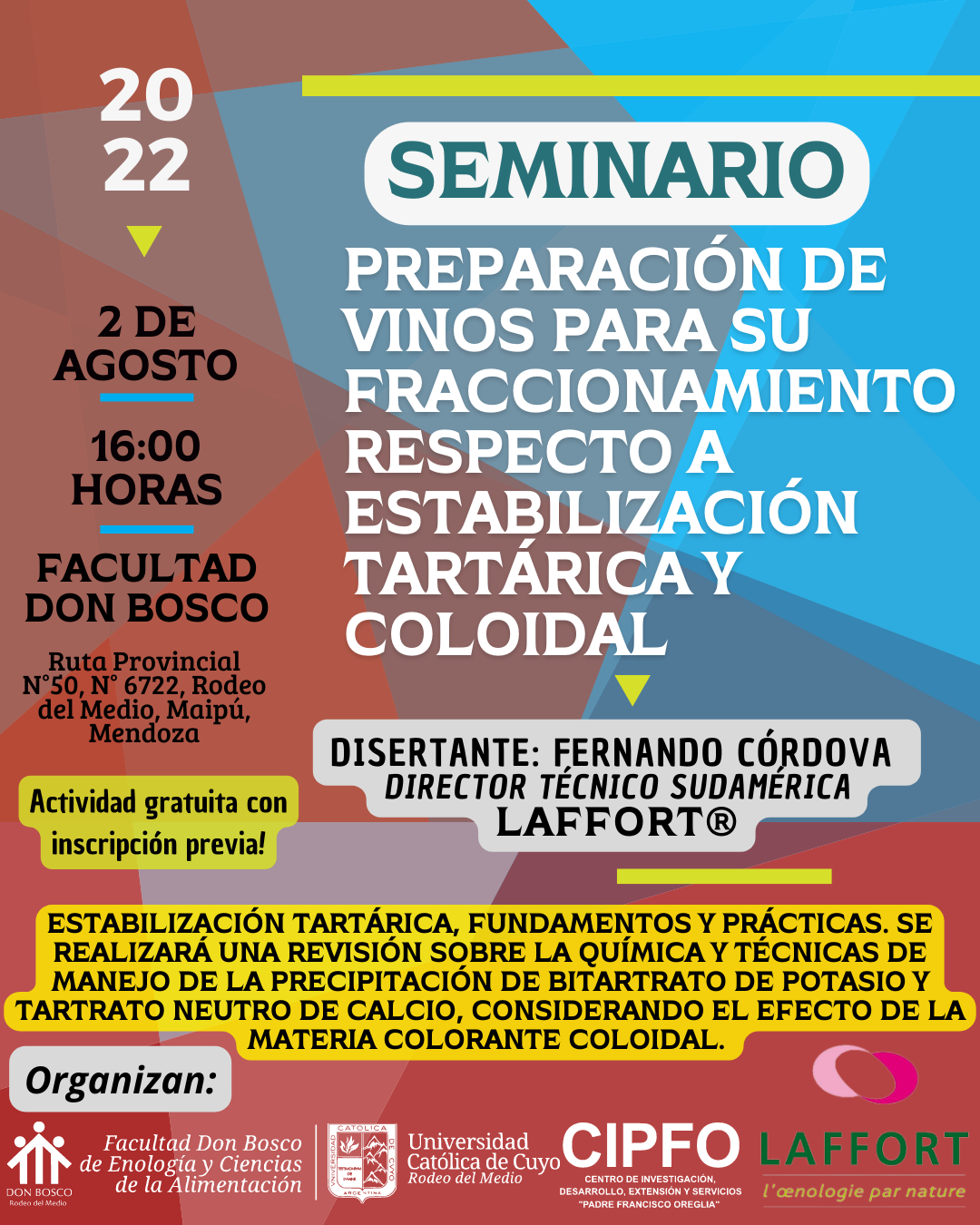 Flyer Seminario Estabilización Tartárica y Coloidal